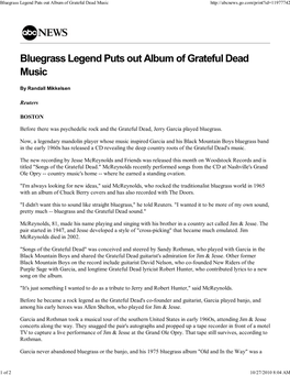 Bluegrass Legend Puts out A