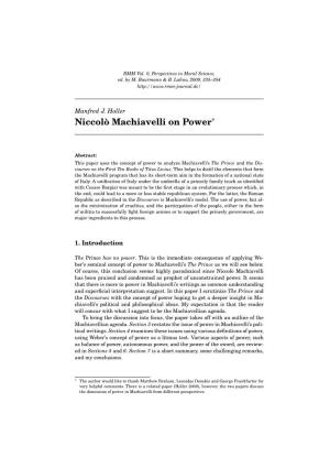 Niccolò Machiavelli on Power*