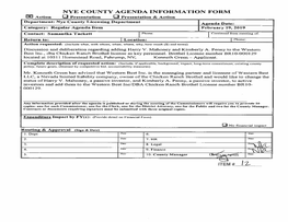 Nye County Agenda Information Form