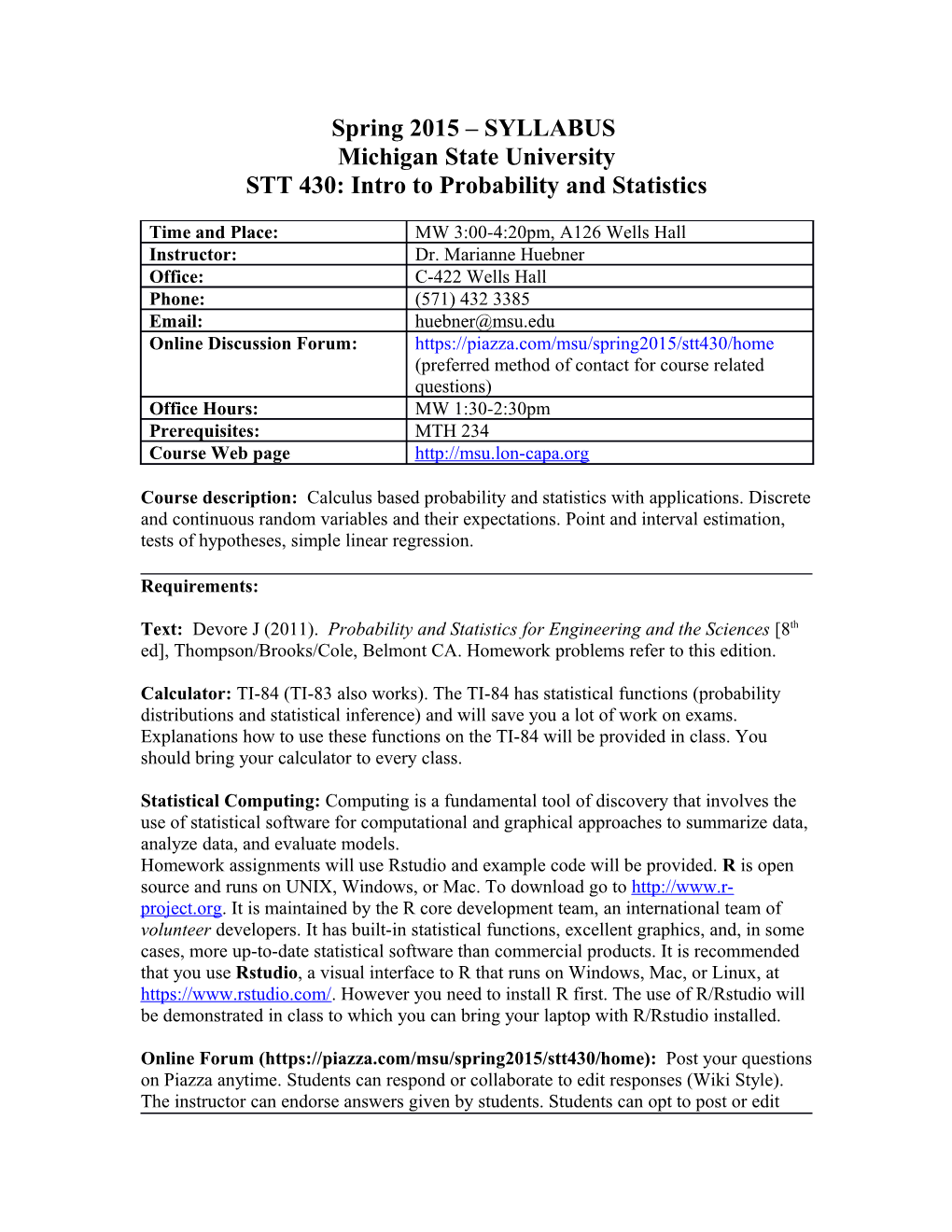 STT 430: Intro to Probability and Statistics