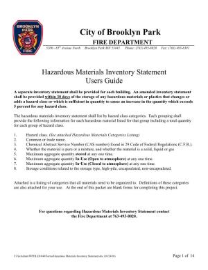 Hazardous Material Inventory Statement