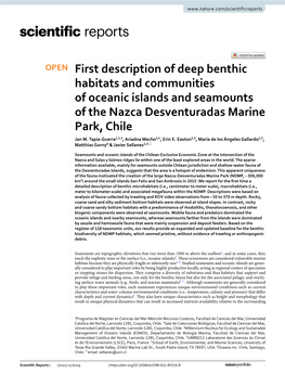 First Description of Deep Benthic Habitats and Communities of Oceanic Islands and Seamounts of the Nazca Desventuradas Marine Park, Chile Jan M