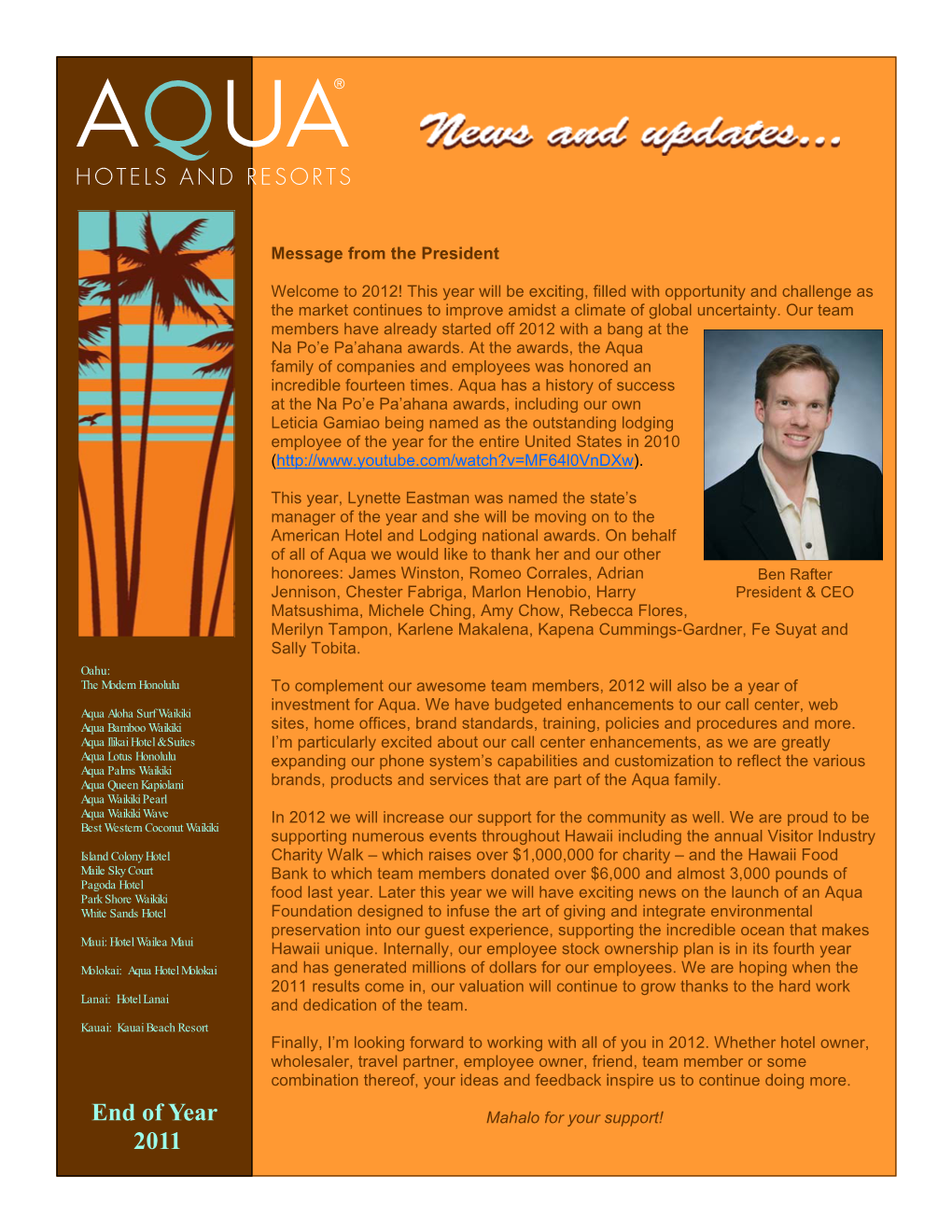 2011 E-0-Y MARKETING NEWSLETTER, Fiinal