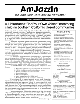 Amjazzintm the American Jazz Institute PO Box 5716 Pasadena, CA 91117