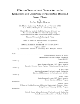 Effects of Intermittent Generation on the Economics and Operation Of
