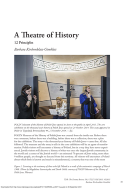 A Theatre of History 12 Principles Barbara Kirshenblatt-Gimblett