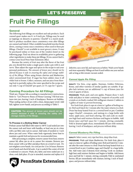 Fruit Pie Fillings