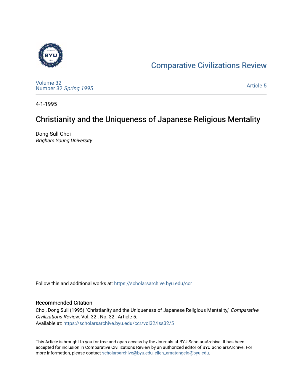 Christianity and the Uniqueness of Japanese Religious Mentality