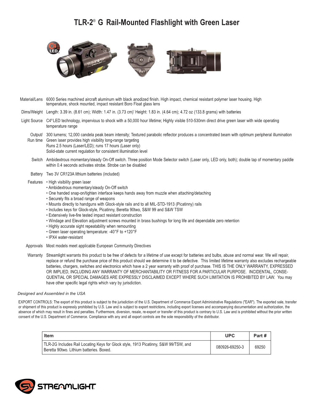 TLR-2® G Rail-Mounted Flashlight with Green Laser