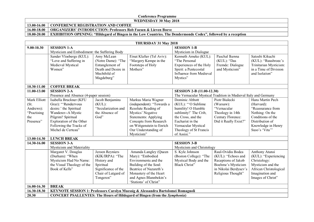 Conference Programme WEDNESDAY 30 May 2018 13.00