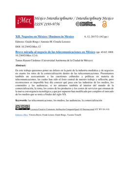 Breve Mirada Al Negocio De Las Telecomunicaciones En México (Pp