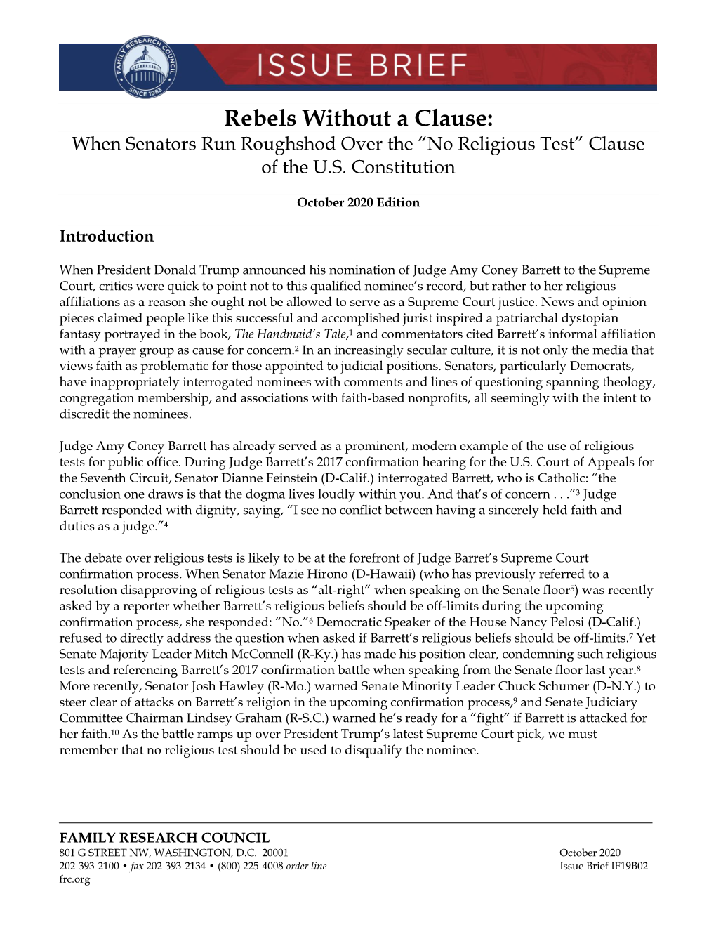Rebels Without a Clause: When Senators Run Roughshod Over the “No Religious Test” Clause of the U.S