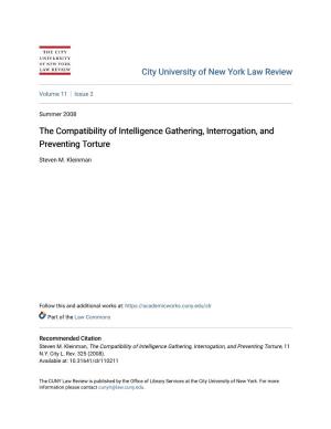 The Compatibility of Intelligence Gathering, Interrogation, and Preventing Torture