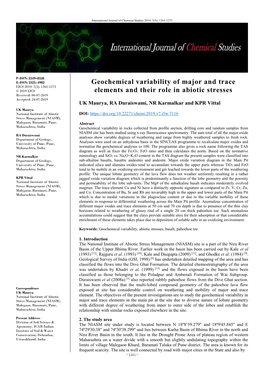 Geochemical Variability of Major and Trace Elements and Their Role in Abiotic Stresses
