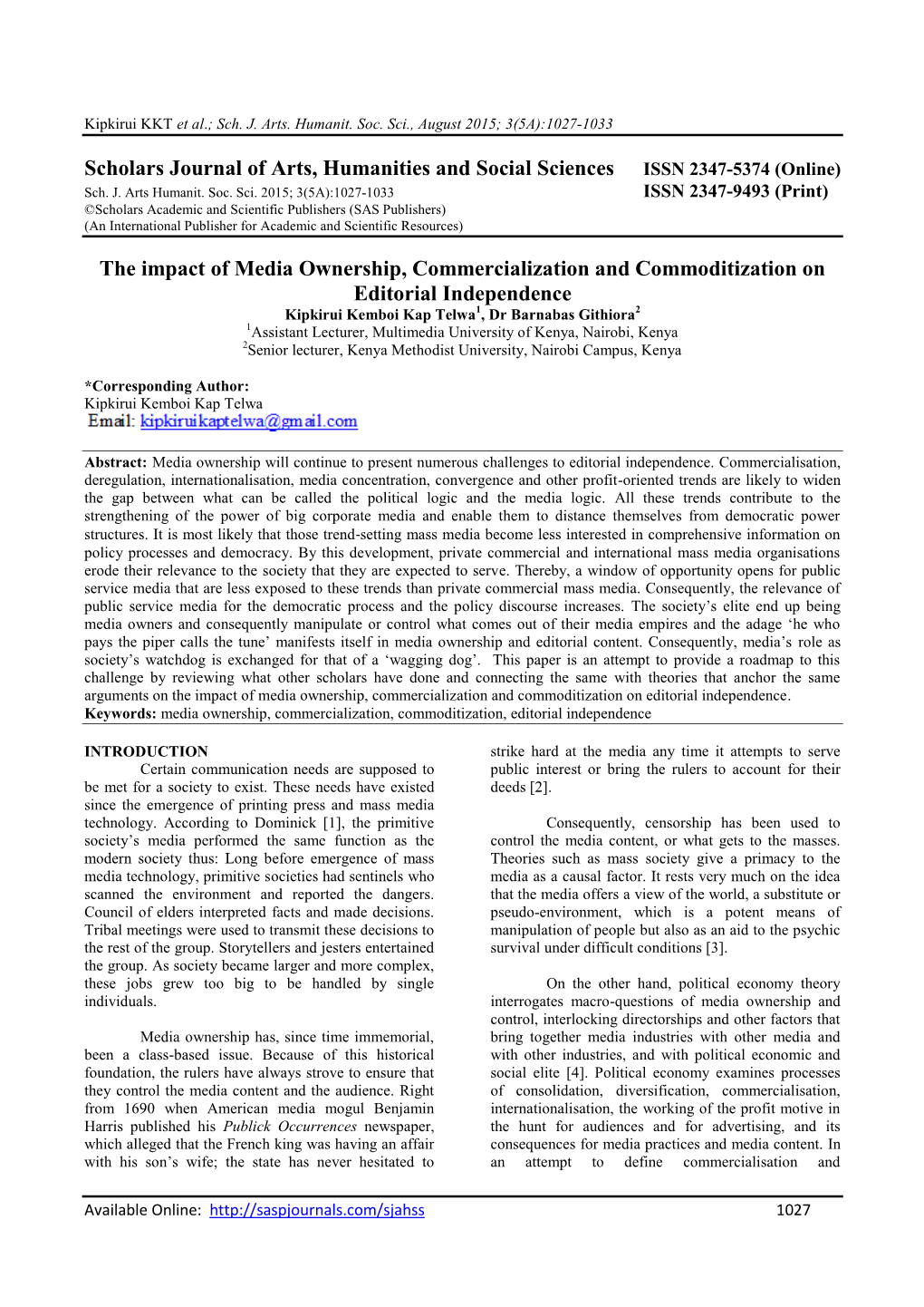 The Impact of Media Ownership, Commercializa