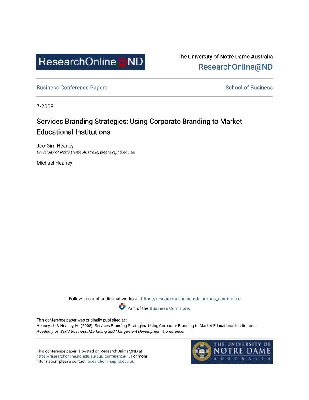 Services Branding Strategies: Using Corporate Branding to Market Educational Institutions