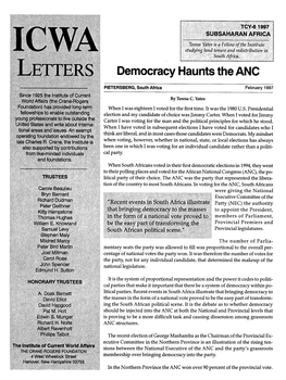 Democracy Haunts the ANC