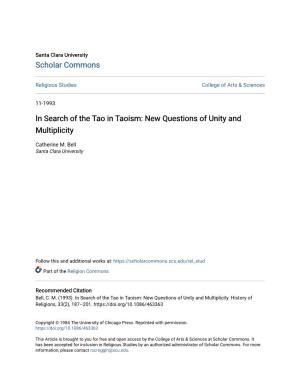 In Search of the Tao in Taoism: New Questions of Unity and Multiplicity