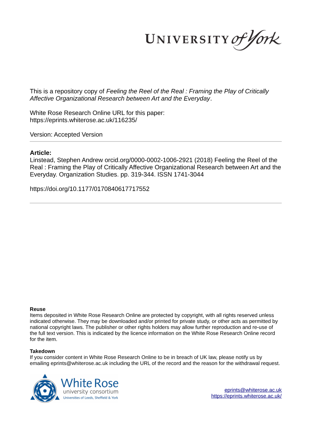 Feeling the Reel of the Real : Framing the Play of Critically Affective Organizational Research Between Art and the Everyday