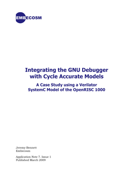 Integrating the GNU Debugger with Cycle Accurate Models a Case Study Using a Verilator Systemc Model of the Openrisc 1000