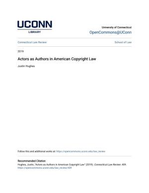 Actors As Authors in American Copyright Law