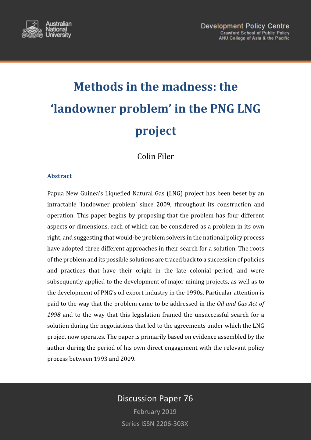 Methods in the Madness: the 'Landowner Problem' in the PNG