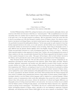 On Leibniz and the I Ching