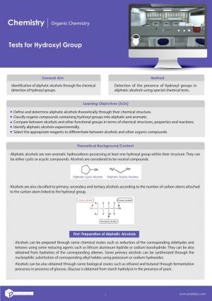 Organic Chemistry Tests for Hydroxyl Group