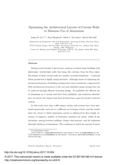 Optimizing the Architectural Layouts of Curtain Walls to Minimize Use of Aluminium