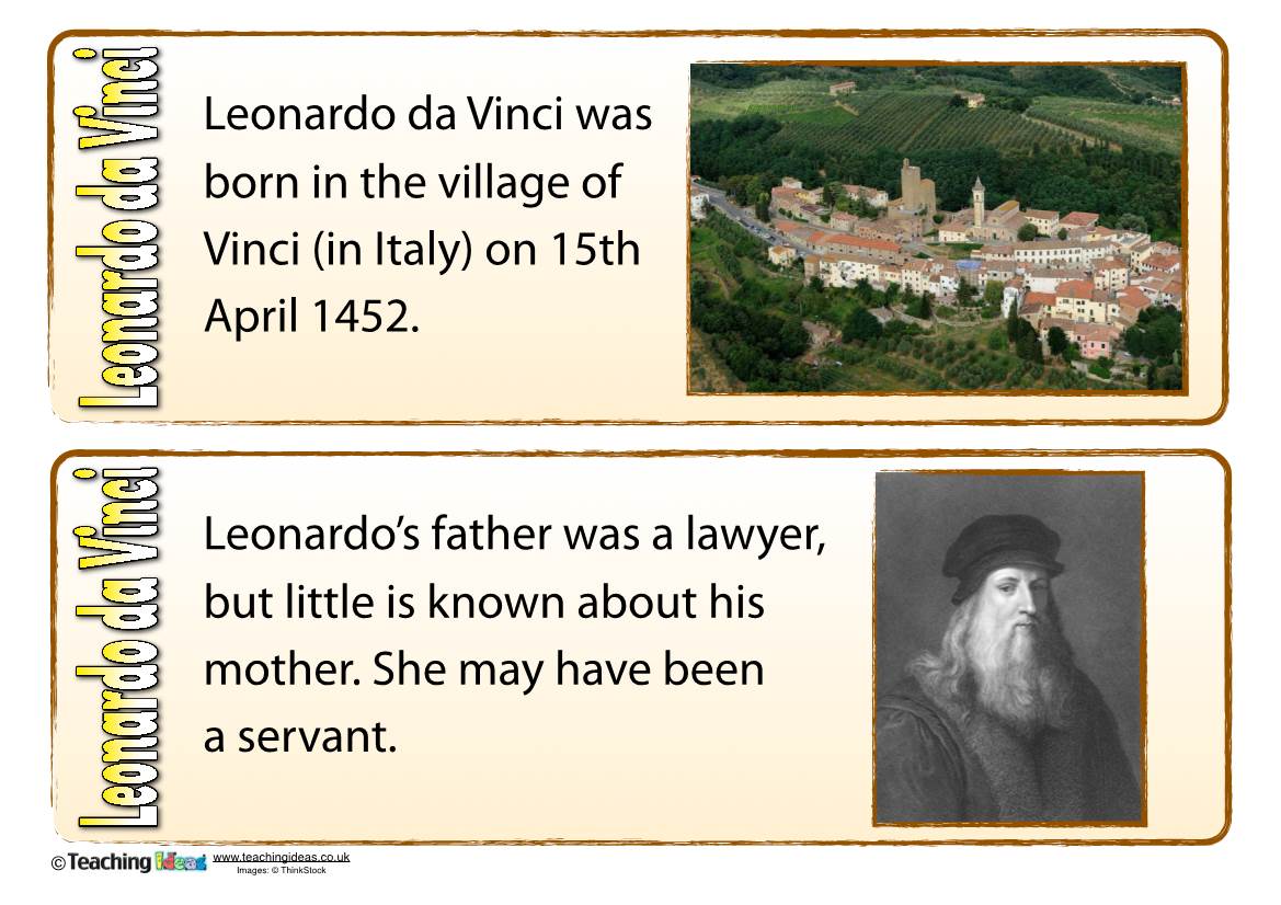 Leonardo Da Vinci Fact Cards