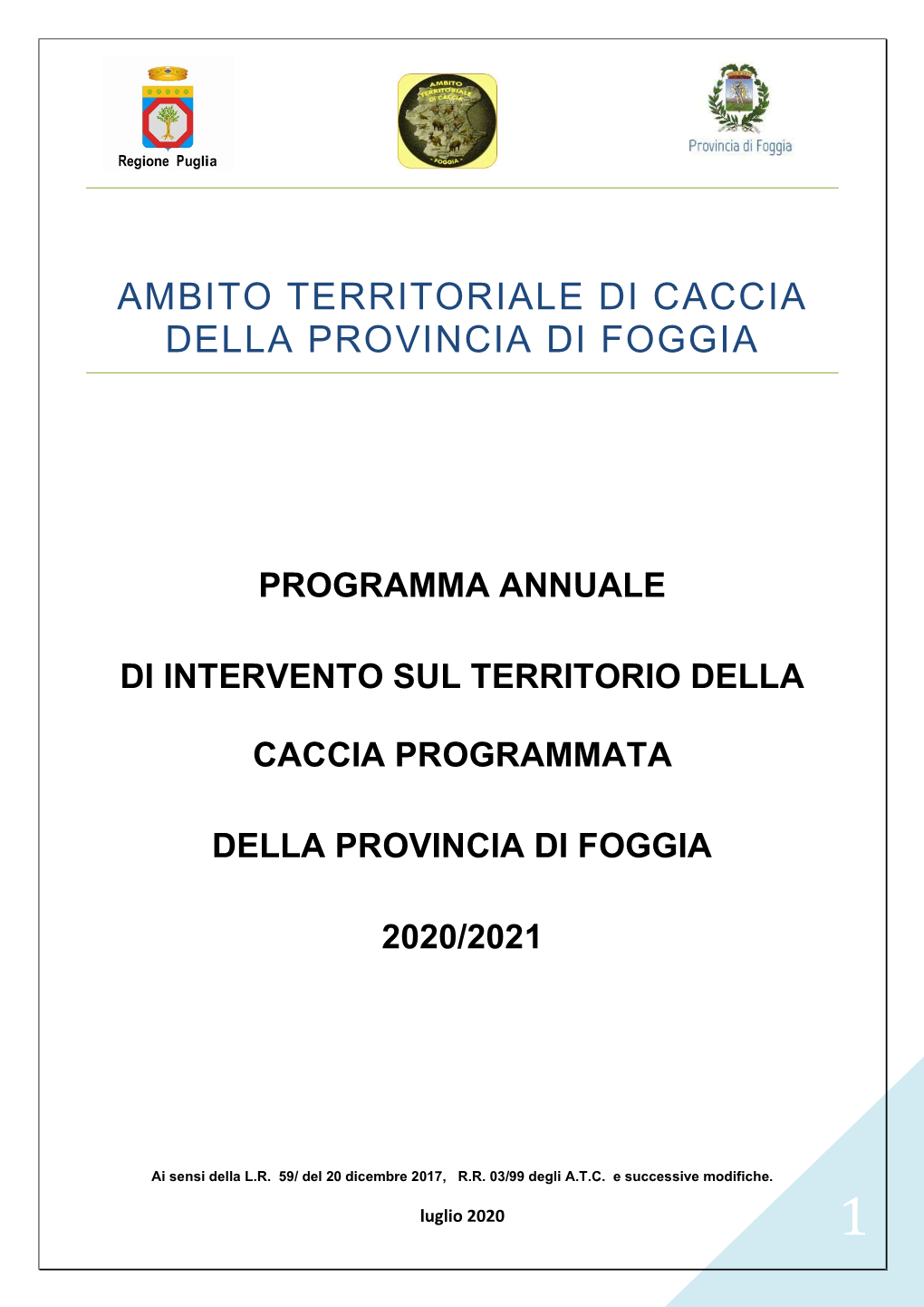 Ambito Territoriale Di Caccia Della Provincia Di Foggia