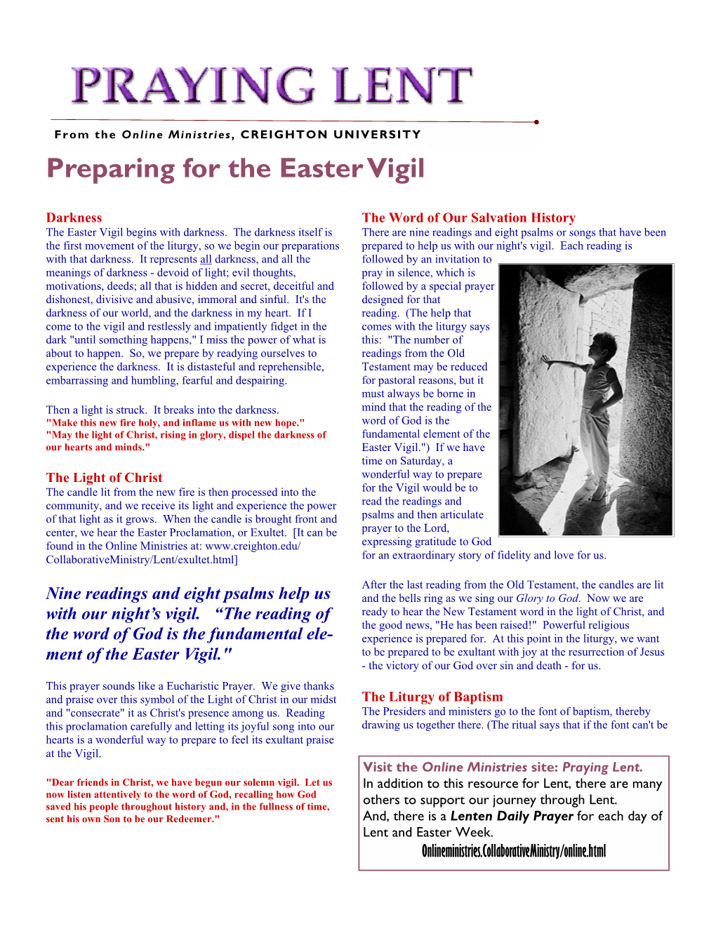 Preparing for the Easter Vigil