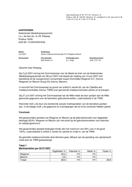 Advies Commissariaat Voor De Media in Zaak Mecom