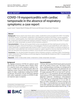 COVID-19 Myopericarditis with Cardiac Tamponade in the Absence
