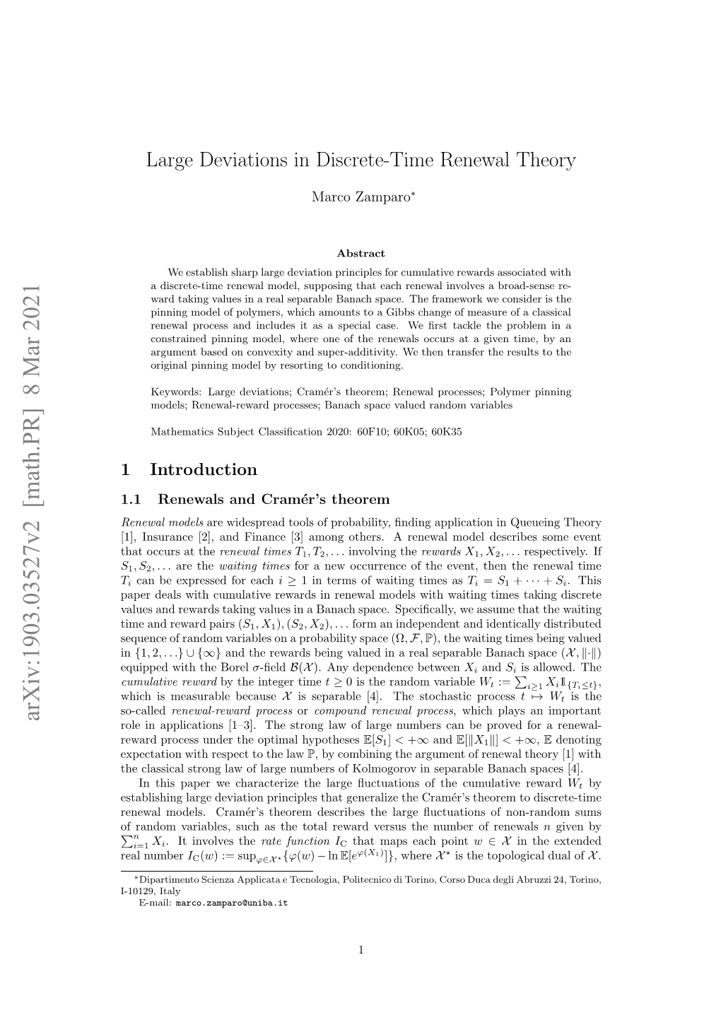 Large Deviations in Discrete-Time Renewal Theory