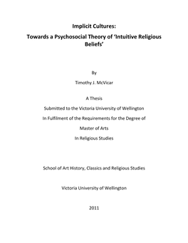 Implicit Cultures: Towards a Psychosocial Theory of 'Intuitive