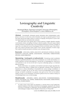 Lexicography and Linguistic Creativity*
