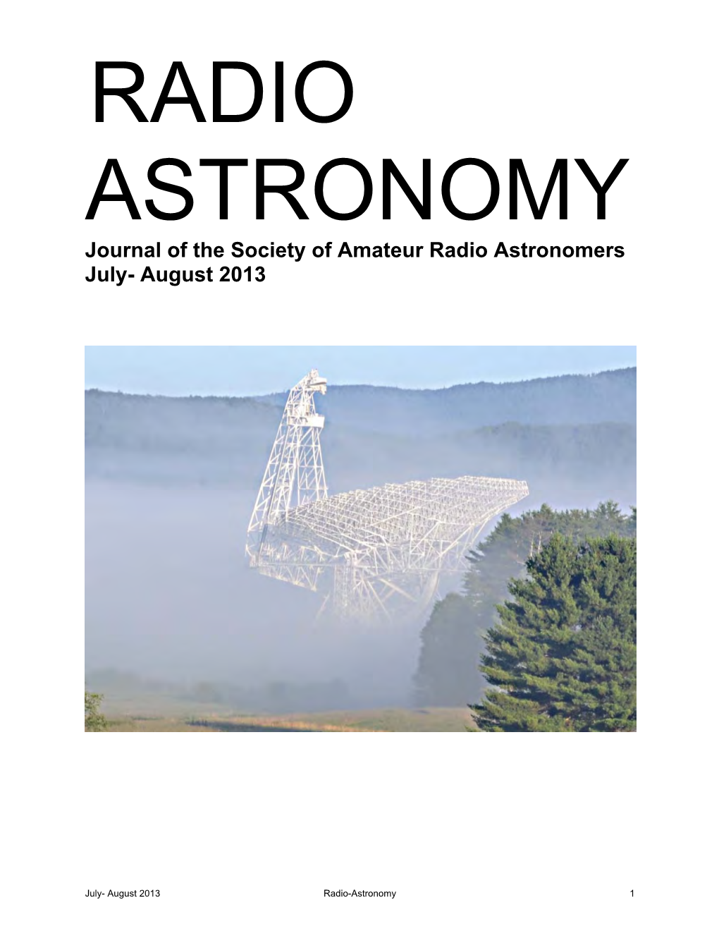 Journal of the Society of Amateur Radio Astronomers July- August 2013