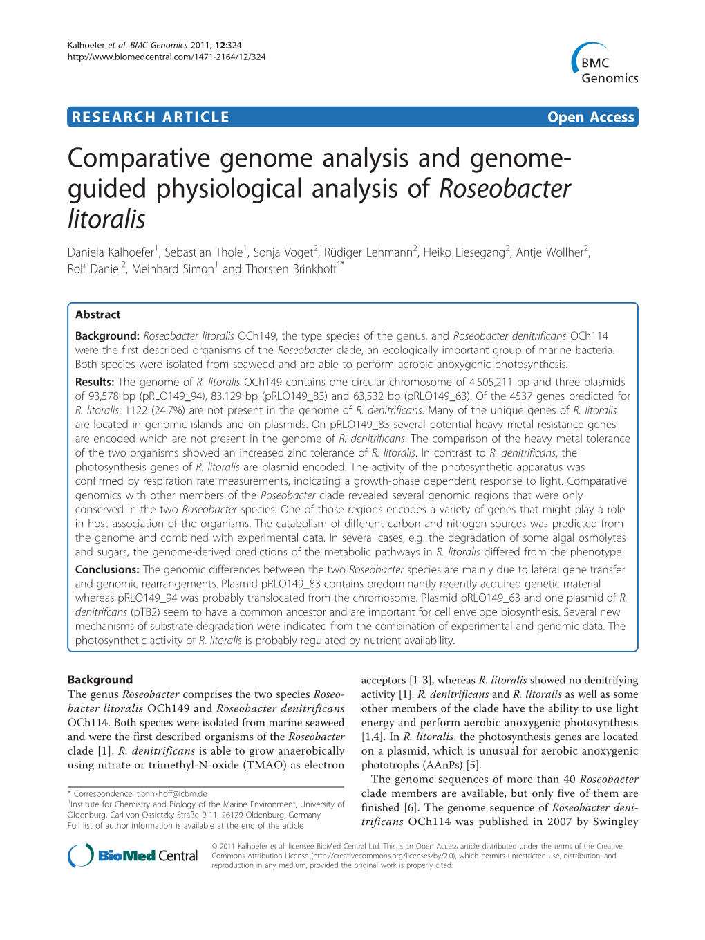 Comparative Genome Analysis and Genome-Guided Physiological