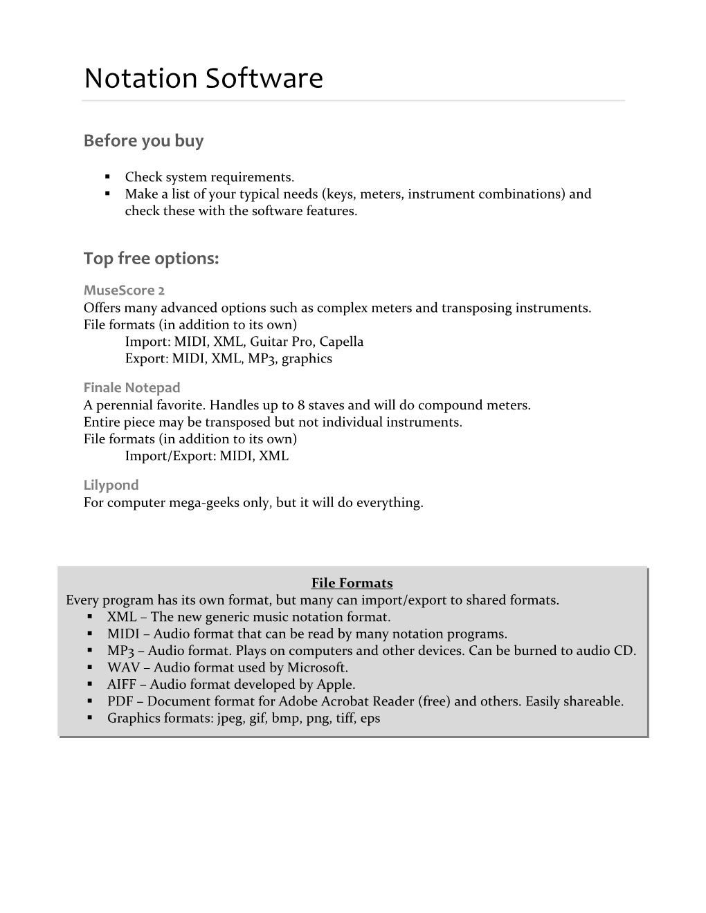 Guide to Music Notation Programs DocsLib