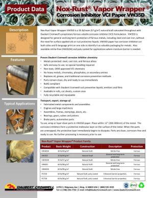Nox-Rust® Vapor Wrapper® Product Family Product Basis Weight Construction Description Protection