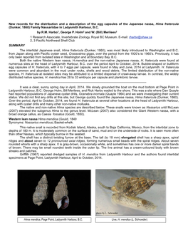 New Records for the Distribution and a Description of the Egg Capsules Of