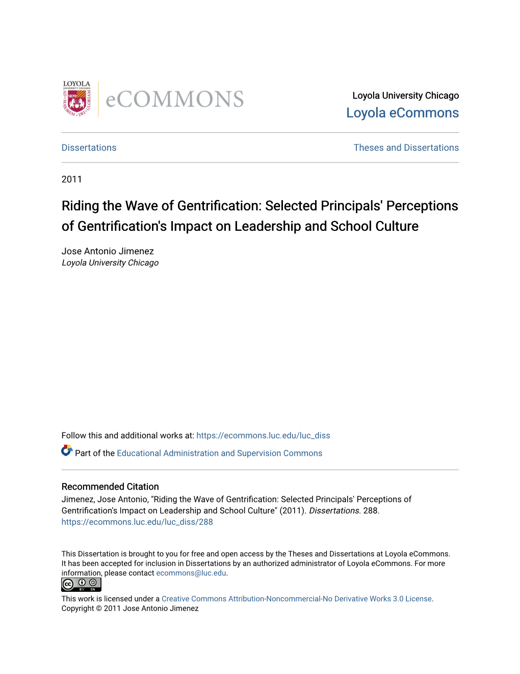 Selected Principals' Perceptions of Gentrification's