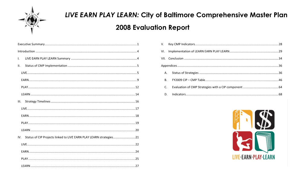 LIVE EARN PLAY LEARN: City of Baltimore Comprehensive Master Plan