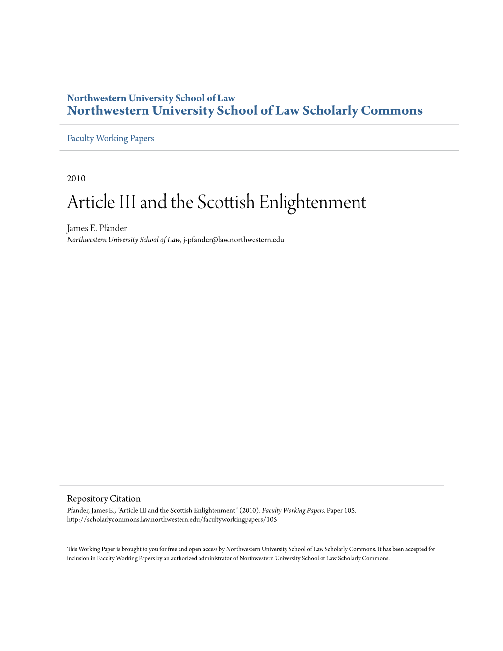 Article III and the Scottish Enlightenment James E