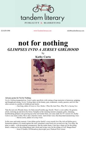Not for Nothing GLIMPSES INTO a JERSEY GIRLHOOD by Kathy Curto