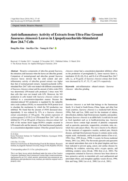 Anti-Inflammatory Activity of Extracts from Ultra-Fine Ground Saururus Chinensis Leaves in Lipopolysaccharide-Stimulated Raw 264.7 Cells