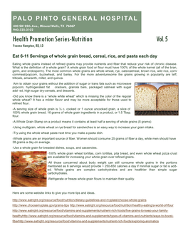 Health Promotion Series-Nutrition Vol. 5 Yvonne Hampton, RD, LD