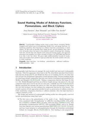 Sound Hashing Modes of Arbitrary Functions, Permutations, and Block Ciphers