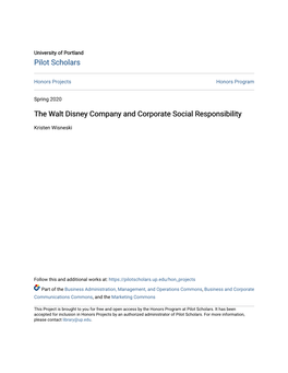 The Walt Disney Company and Corporate Social Responsibility